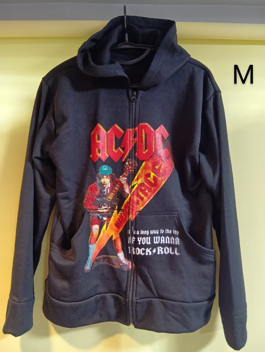 即決特価 新品 送料無料 ACDC ジップアップ ロック パーカー キャラクタープリント バンド 特価 セール 拍卖
