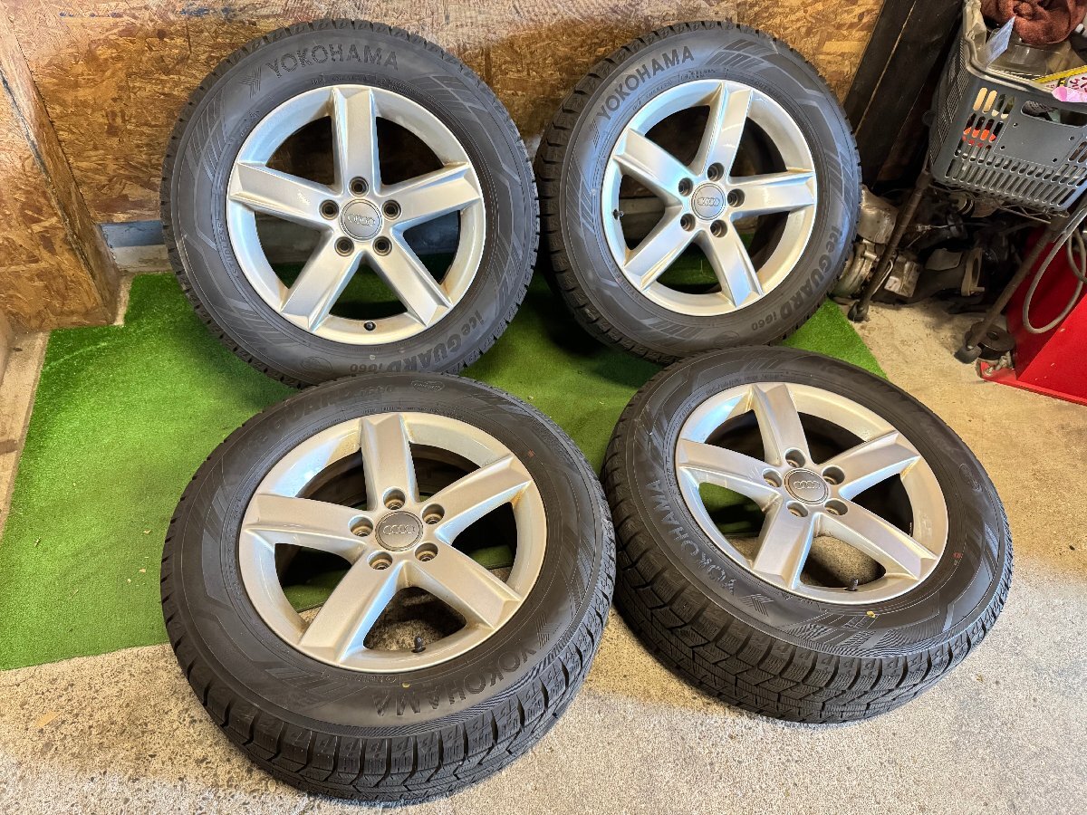 AUDI A4 8K 純正 16インチ 7J +46 225/55R16 YOKOHAMA iceGUARD iG60 バリ山 スタッドレス タイヤホイール 4本セット K57拍卖