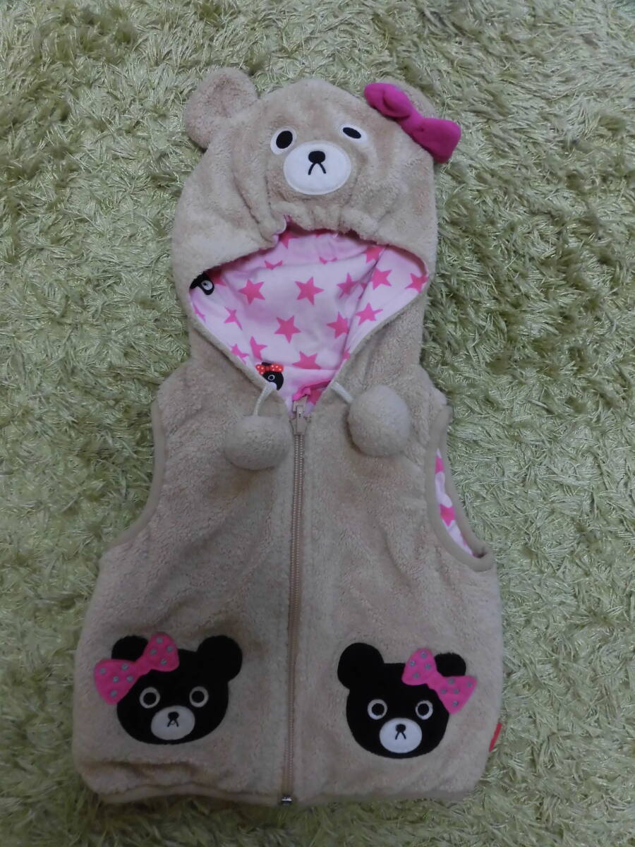 ●即決!送料無料!●ミキハウス ダブルビー なりきりリバーシブルベスト 80サイズ●80cm/なりきりフード付きベスト/MIKI HOUSE/ボア拍卖