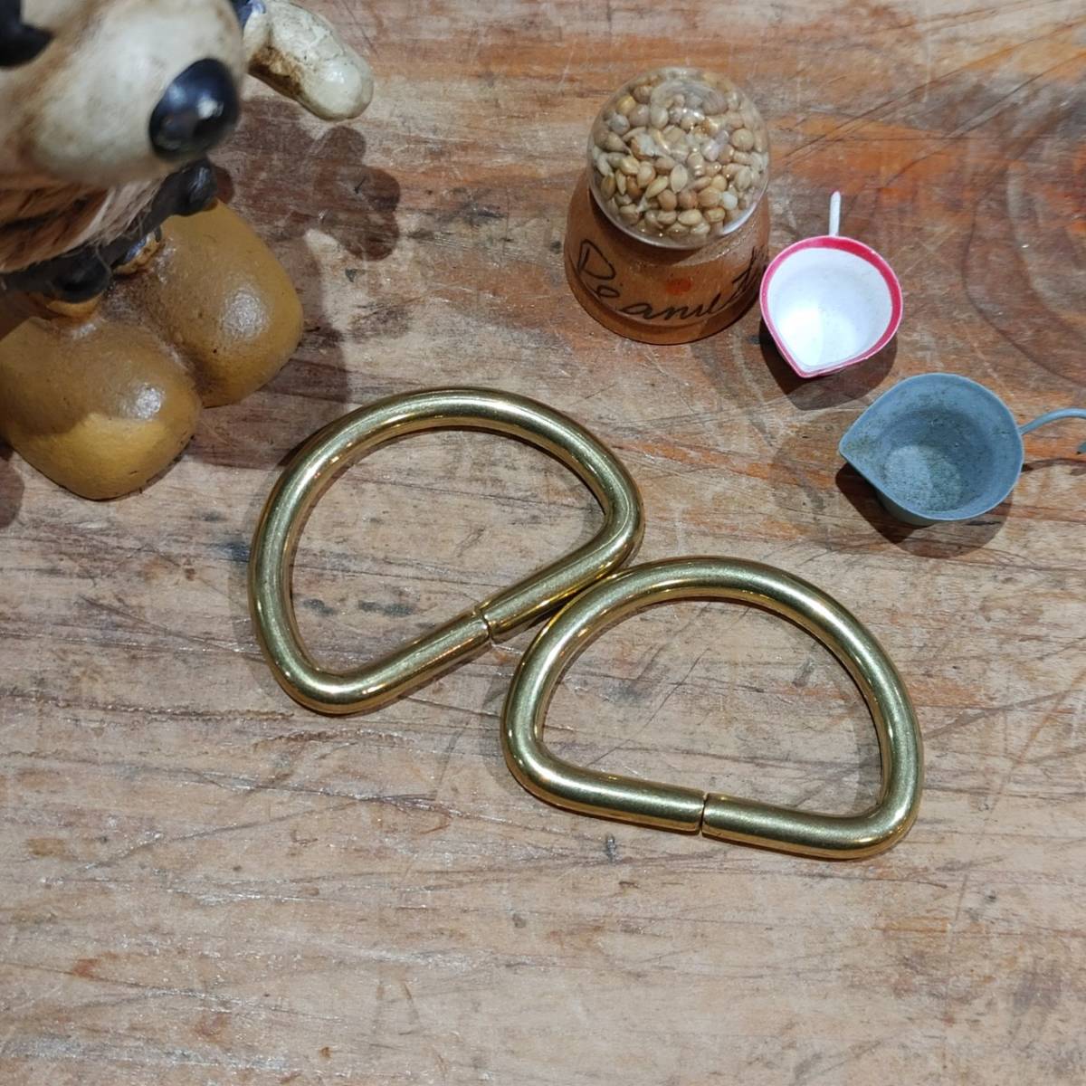 レザークラフト 真鍮金具 Brass 並半月カン 内径32mm 2個セット拍卖