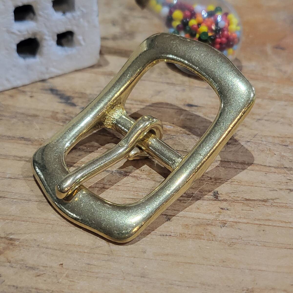 レザークラフト 真鍮 Brass ベルトバックル タイプA●内径20mm拍卖