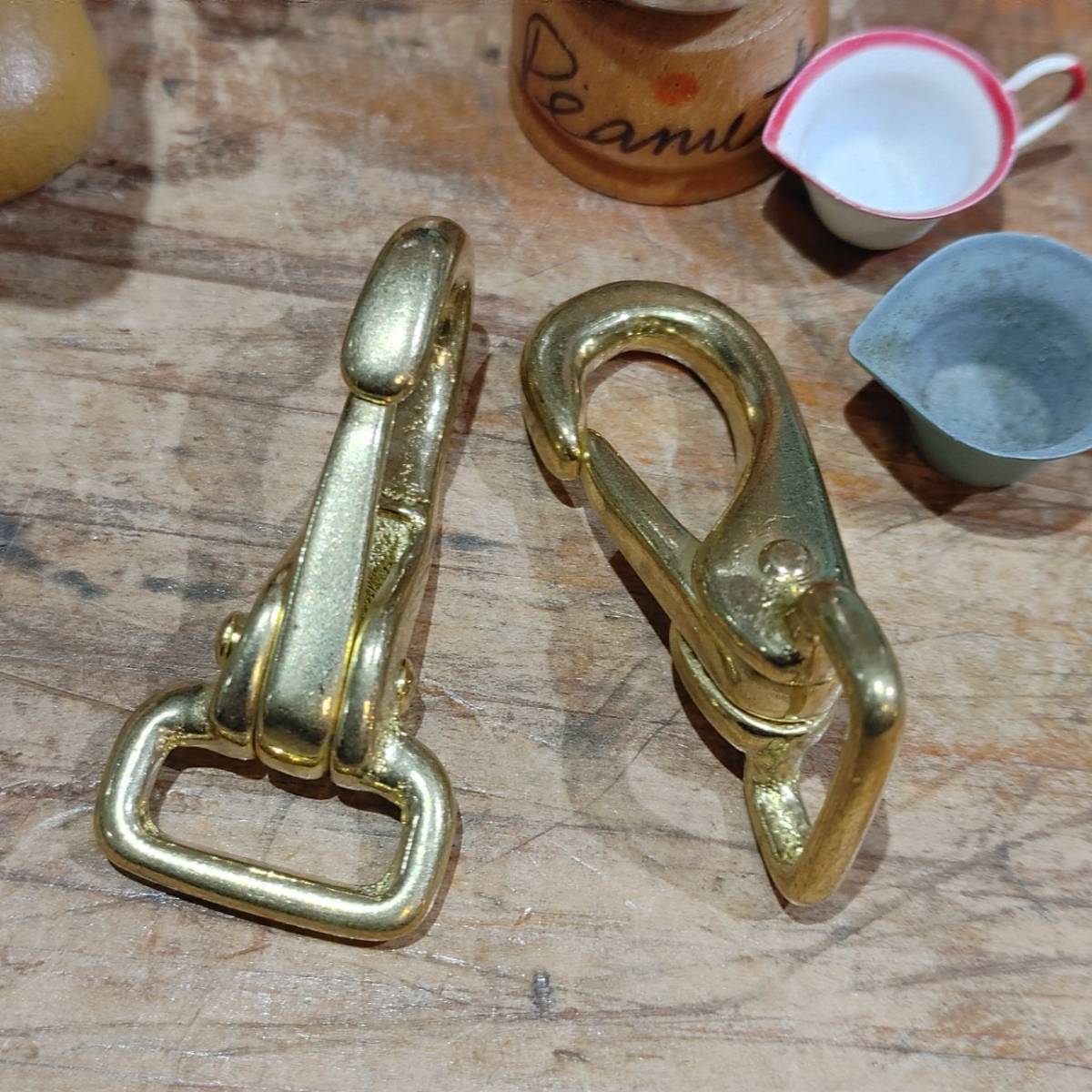 レザークラフト 真鍮金具 Brass 引掛金具 ナスカン 内径14mm 2個セット拍卖