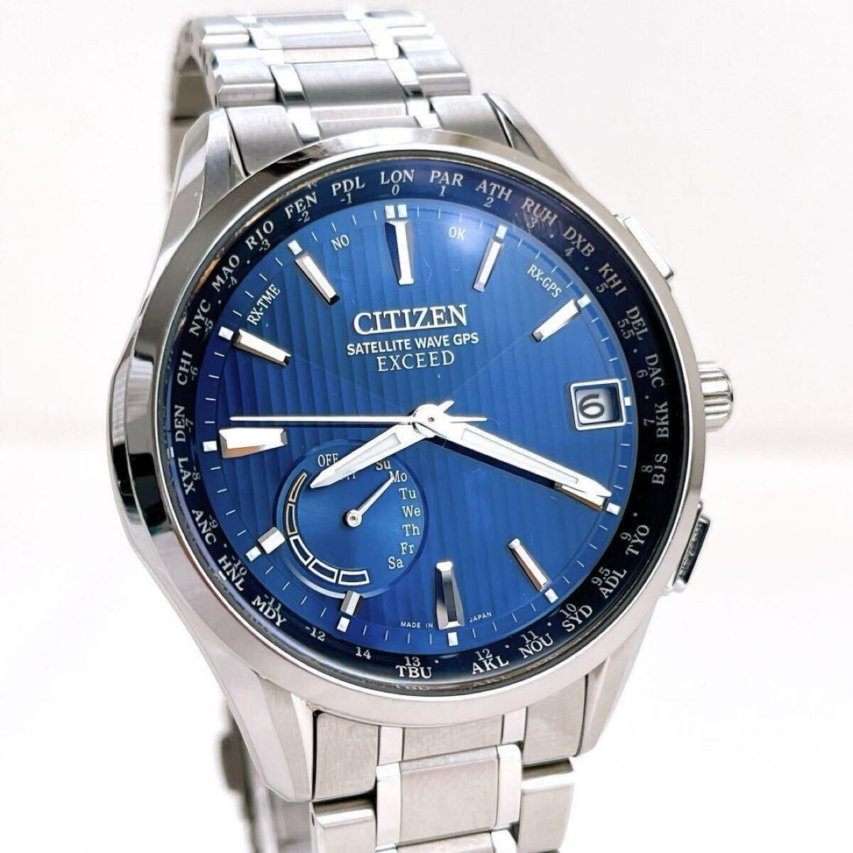 美品 CC3050-56L CITIZEN シチズン エクシード 文字盤ネイビー EXCEED 動作OK! ベルト長め!拍卖