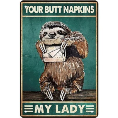 A1881 メタル サイン ブリキ 看板 金属 プレート 店 トイレ 男 女 トイレット ペーパー 補充 ペット 動物 ナマケモノ【527拍卖