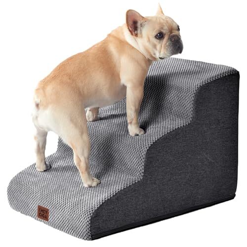 グレー 3段 EHEYCIGA 犬 階段 ステップ ペット階段 ドッグステップ 犬 スロープ 高密度 滑り止め付き 安定性 カバー拍卖