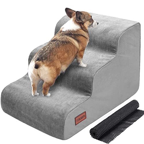 3段 グレー 犬用ステップ 3段 ドッグステップ 犬用スロープ 犬用踏み台 犬用階段 小型犬 室内犬 高齢犬 滑り止めマット付き 拍卖