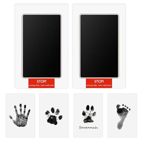 ペット肉球スタンプキット 2個セット 手形・足形が簡単採れる 直接接触なし インク速乾 汚れない 成長記録用インプリントカード4枚拍卖
