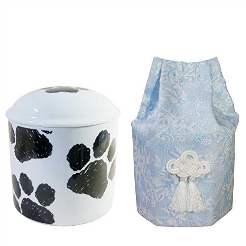 アンジュ 足あと ビッグ 骨袋セット ブルー 4寸 ペット ペット骨壷 ペット仏具 位牌 お悔やみ 犬 猫 供養 手元供養 分骨 拍卖