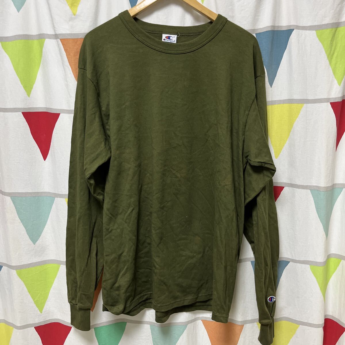 ビンテージ90's デッドストック Championチャンピオン長袖Tシャツ ロンT L 無地 アメカジ拍卖