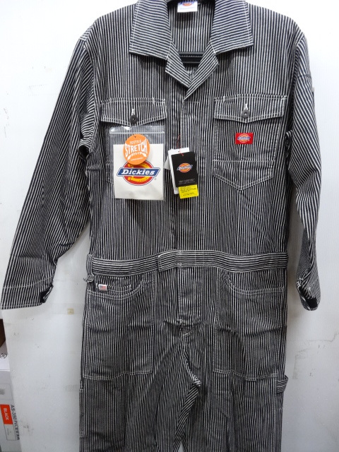 ディッキーズD716 つなぎ ヒッコリーブラック Lサイズ お値打ち品 税込み7400円拍卖