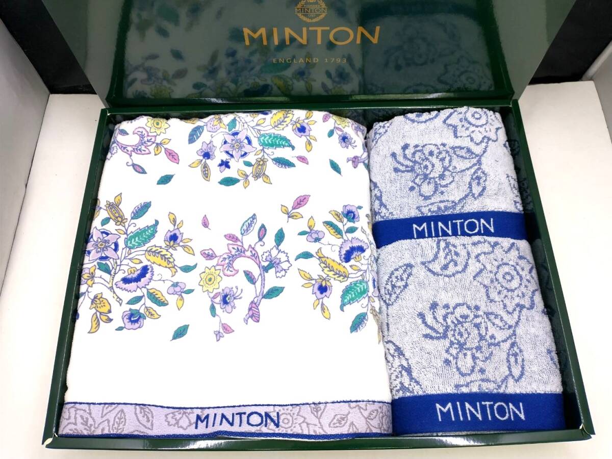 MINTON■ミントン W1F1B1 ノーブルハドン タオルセット フェイス ウォッシュ ブルー ホワイト◆未使用品(開封済み)拍卖