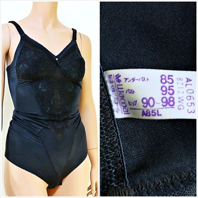 CE5-S02☆//Wacoalワコール☆新品♪A85Lサイズ*光沢ブラック*ノンワイヤーボディスーツ*クロッチ開閉*※一番安価で送料はゆうパケット250円拍卖
