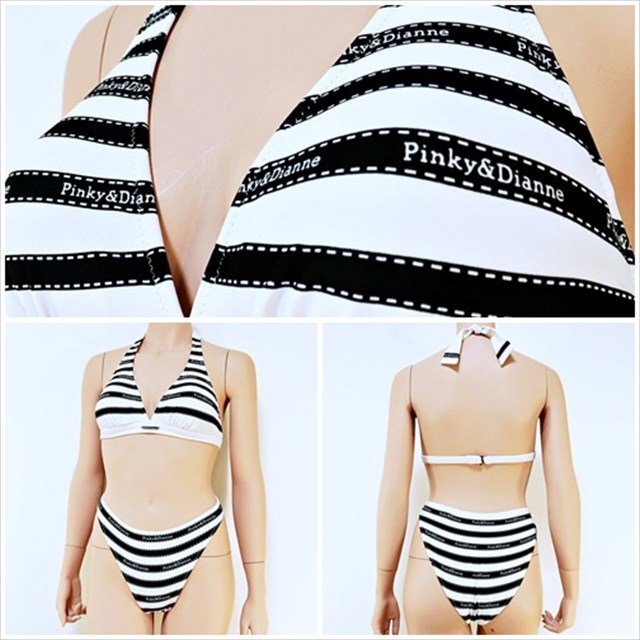 CX5-151//Pinky&Dianne/ジュリーヌ/日本製☆ボーダー柄☆ピンキー&ダイアン/ホルターネックビキニ※一番安価な送料はゆうパケット280円拍卖