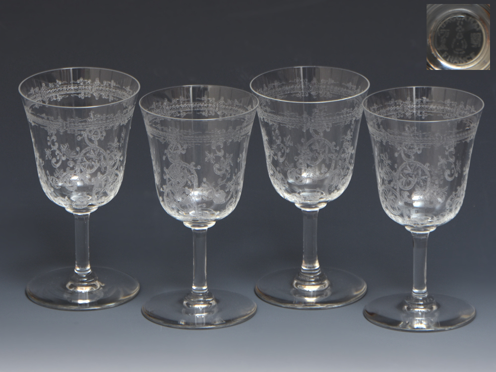 BACCARAT バカラ ラファイエット Lafayette ワイングラス4客 エッチング 高さ12㎝ 酒器 ガラス u1194o拍卖