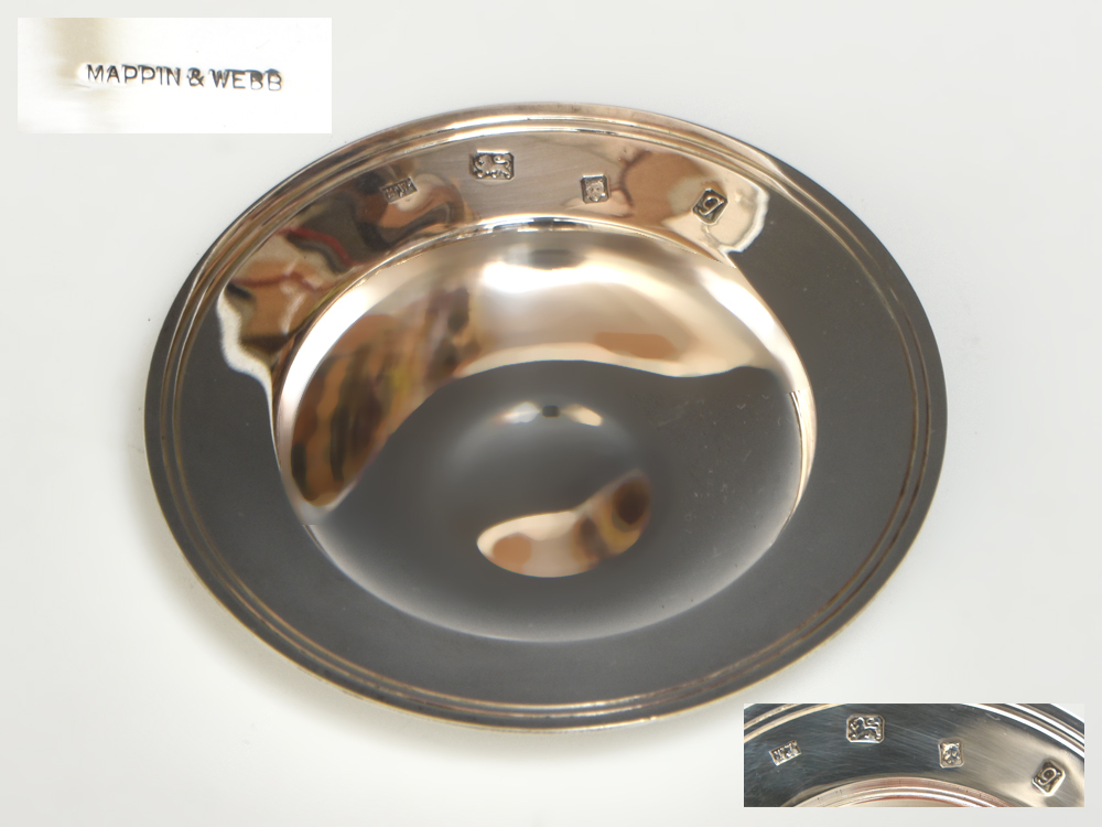銀製Mappin&Webb マッピン&ウェッブ スターリングシルバー 110g ARMADA ピンディッシュ ティーパック置き 銀 silver 英国 1962年 u1342o拍卖
