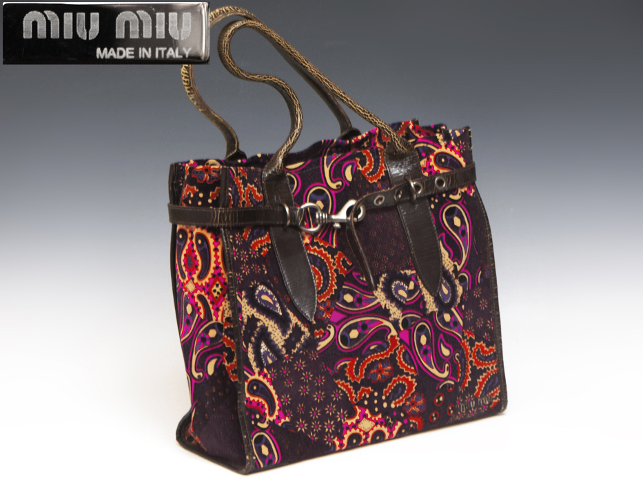 MIUMIU ペイズリー柄 トートバッグ 婦人小物 鞄 バッグ ミュウミュウ u1308a拍卖