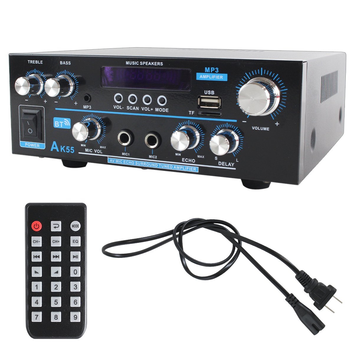 【送料無料】140W Bluetooth5.0 Hi-Fi ステレオデジタルアンプ スピーカー USBメモリ マイク RCA 3.5mm AUX オーディオ 高音質 アンプ拍卖