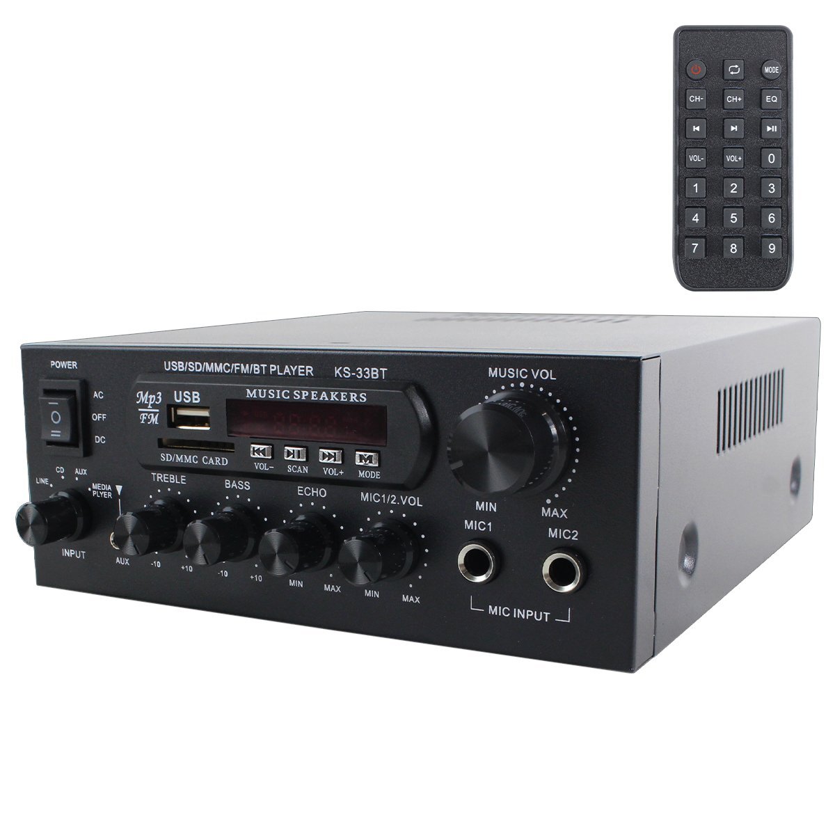 【送料無料】最大150W出力 Bluetooth5.0 Hi-Fi ステレオ デジタルアンプ USBメモリ SDカード RCA マイク端子 6.5mm カラオケ ハイパワー拍卖