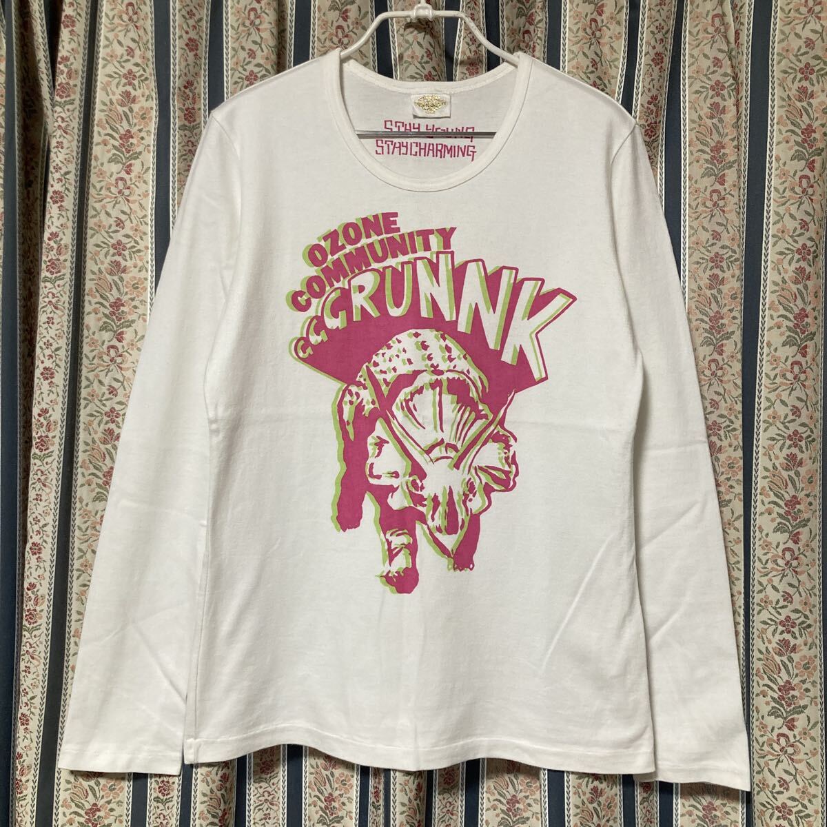 オゾンコミュニティ トリケラトプス 恐竜 プリント 長袖Tシャツ ロンT カットソー コットン拍卖