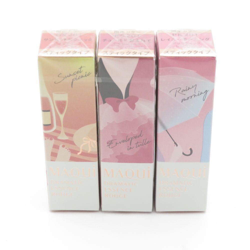 未使用 MAQuillAGE マキアージュ ドラマティックエッセンスルージュ 口紅 3点 セット OR201 PK201 RS201 BO10514C拍卖
