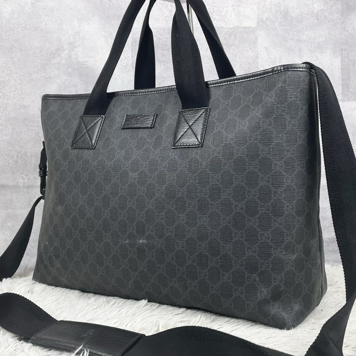 超希少品 GUCCI グッチ ハンドバッグ トート ボストンバッグ 2way ショルダー レザー ステッチ ファスナー ロゴ型押し GG柄 ブラック拍卖