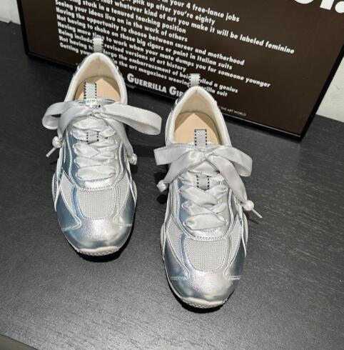 人気推薦スニーカー カジュアルシューズ ボリューム 通気性 軽量 蒸れない 滑りにくい 美脚 23cm(36) シルバー拍卖