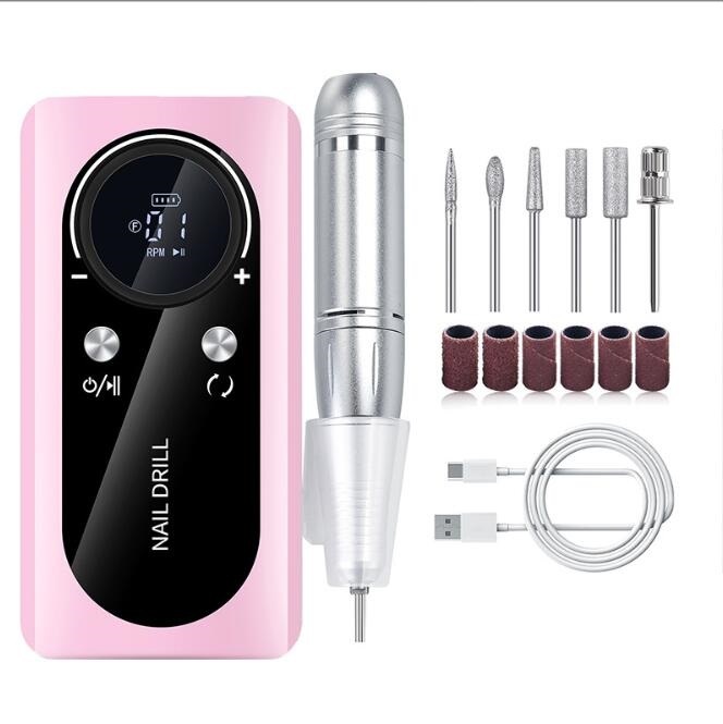 新入荷電動ネイルマシン ネイルケア USB充電式 セルフネイル 手足兼用 ネイル ビット 指先ケア正逆回転低騒音 低振動 45000rpm 無段階変速拍卖