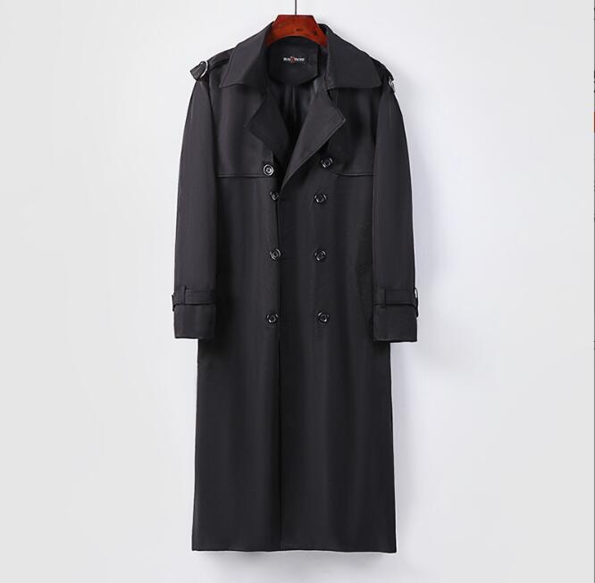 新作トレンチコート 超ロングコート メンズ チェスターコート アウター ダブルコート スプリングコート ダスター 膝下丈 黒XL拍卖