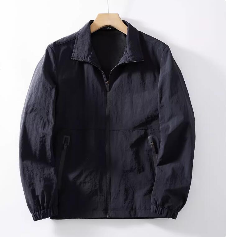上質XL ブラック 新品 リップストップ ジャケット 防風 撥水加工 春秋 軽量 スタンドカラー ライトジャケット メンズ アウター拍卖