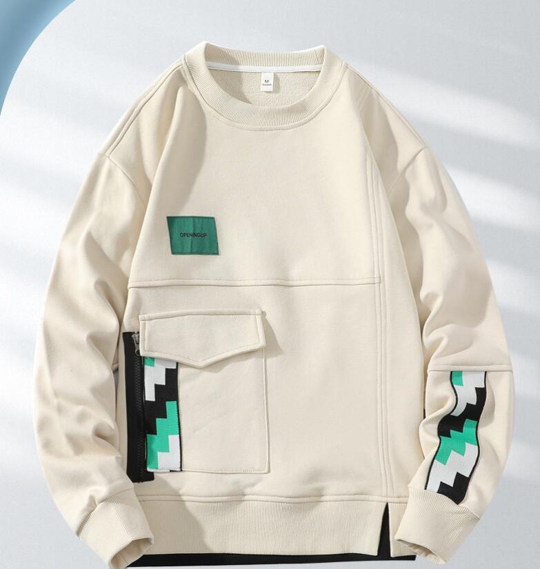 上質トレーナー メンズ パーカー スウェット 秋春服 クルーネック カジュアル スポーツ ユニセックス シンプル ベージュ 3XL拍卖