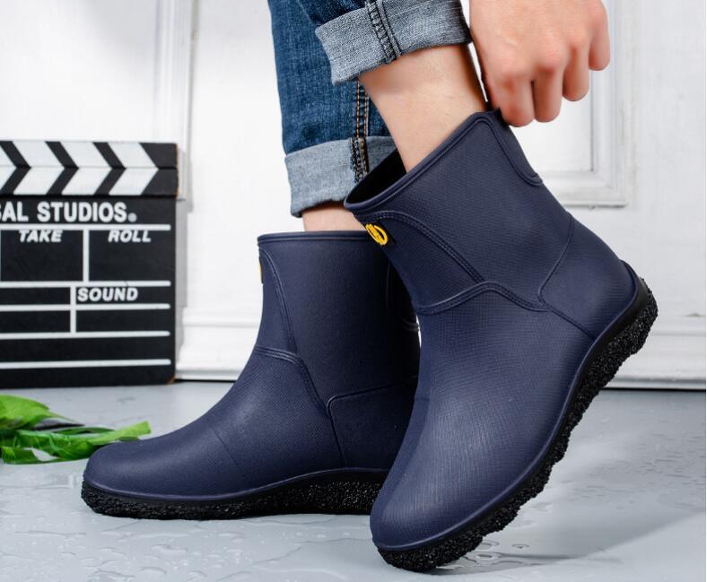 新入荷レインブーツ メンズ レインシューズ ショート ミドル丈 防水 雨 長靴 軽量 スニーカー風 ネイビー 26.5cm拍卖