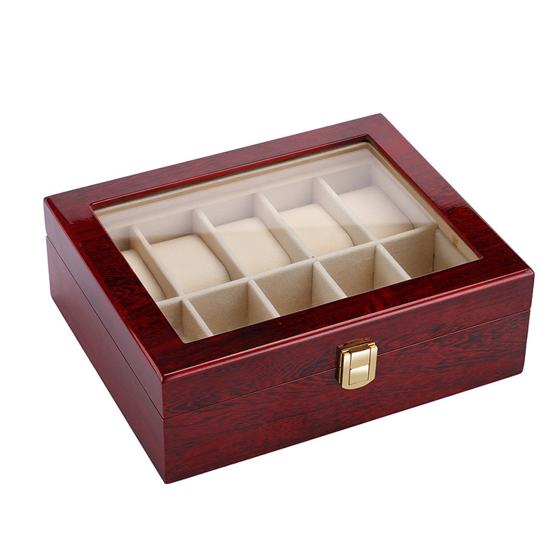 新品時計収納ケース コレクションケース 木製 10本用BOX腕時計ケース高級ウォッチボックス コレクション インテリア 保管 展示 高級 レッド拍卖