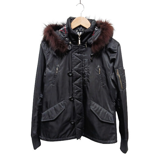 BURBERRY BLACK LABEL バーバリーブラックレーベル フライトジャケット ジャケット フードファー着脱可 BMP38-718-09 サイズ M拍卖