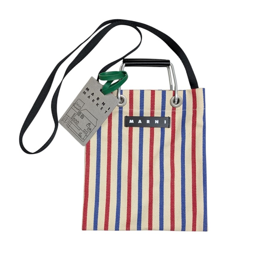 美品 MARNI Marni マルニ マーケット MARKET フラワーカフェ ストライプミニショルダーバッグ ミニバッグ 袋付き拍卖