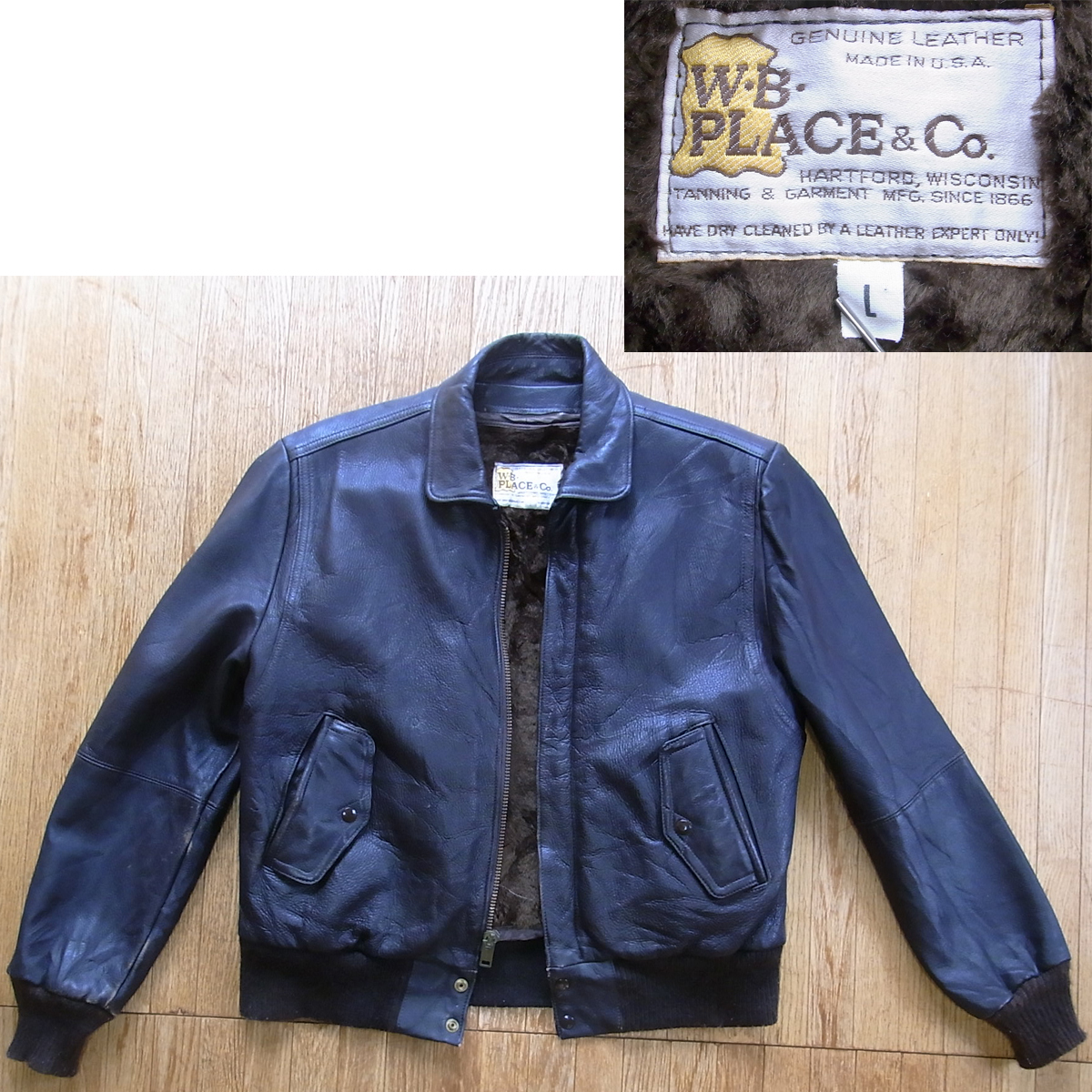 W.B.PLACE ディアスキン 鹿革 レザージャケット MADE IN USA VINTAGE 古着 ボンバージャケット拍卖
