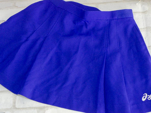 4045*【送料無料】*バトミントン*テニススコート*アシックス*asics*ブルー*USED♪拍卖