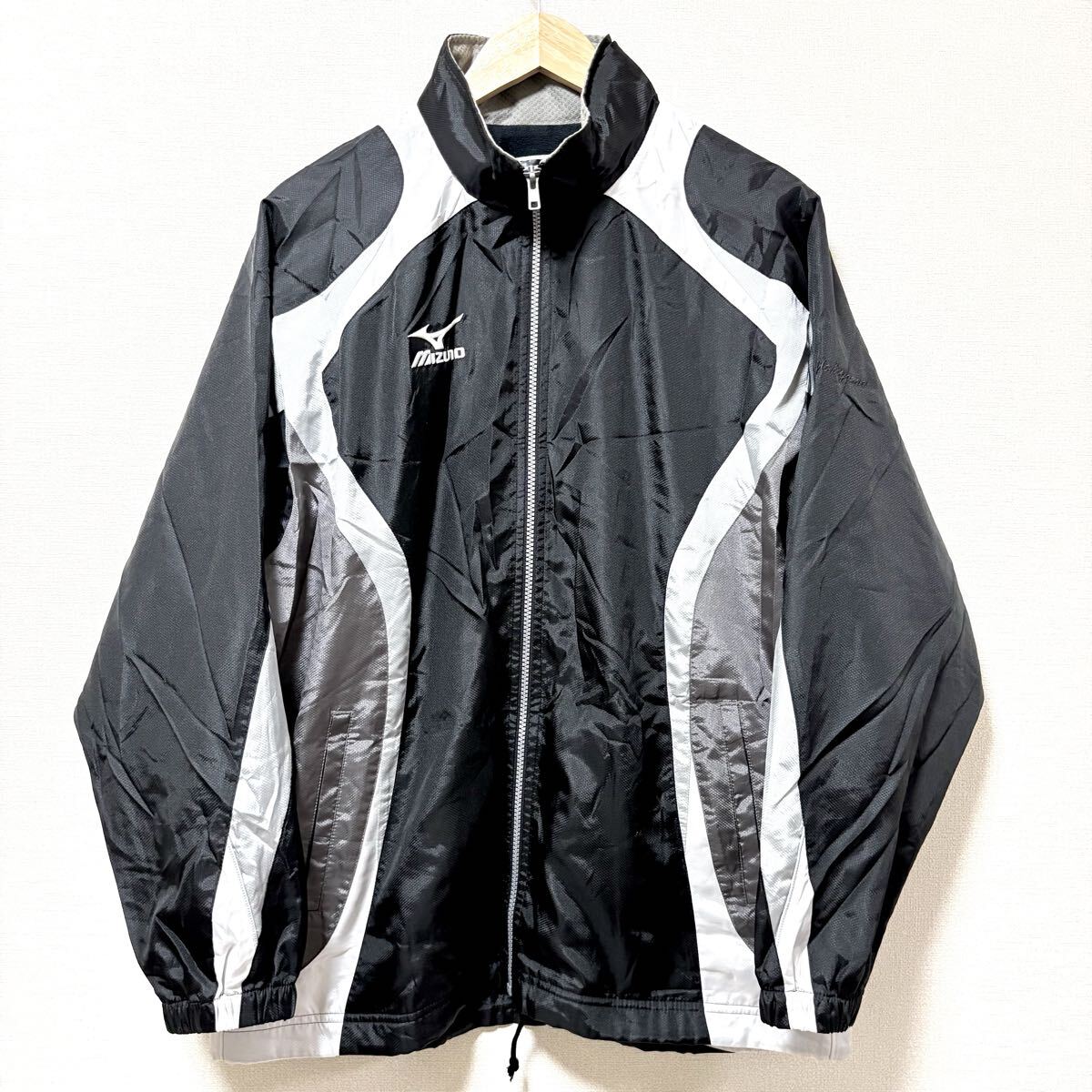 ウォームアップに◎【MIZUNO】ミズノ ウィンドブレーカー ジャンパー 裏起毛 ロゴ ランニング トレーニング ブラック 黒 M /Y36503SS拍卖