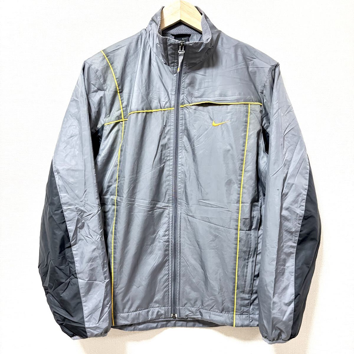 人気ブランド◎【NIKE】ナイキ ウィンドブレーカー ジャンパー ロゴ CLIMA-FIT ウォームアップ ランニング グレー メンズ S /Y36505SS拍卖