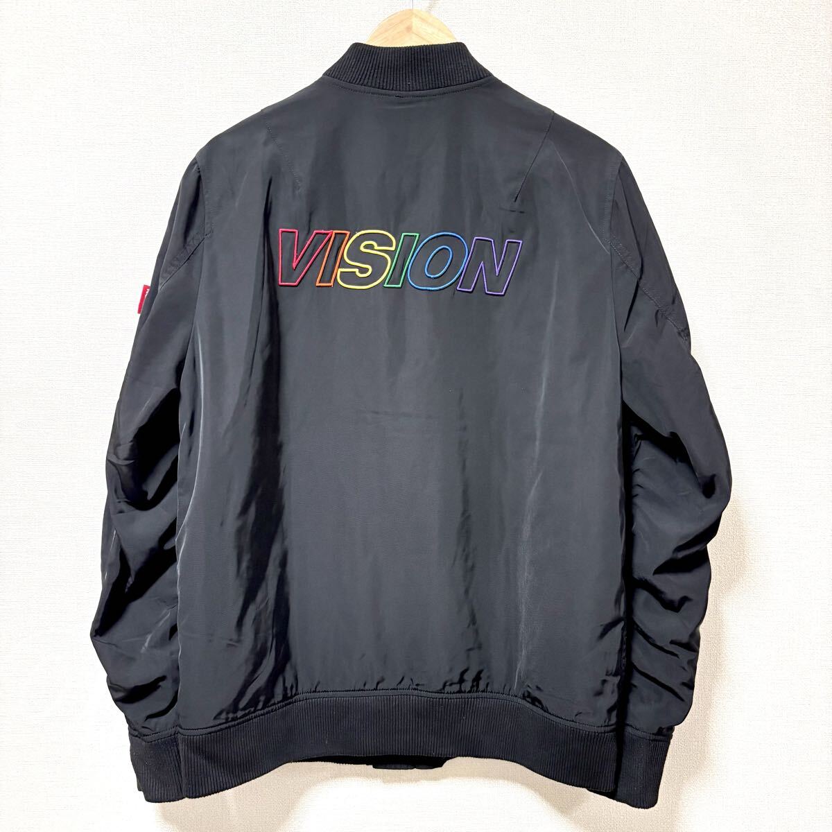 ストリート◎【VISION STREET WEAR】ブルゾン MA-1 ロゴ フライト ジャケット ライトアウター アメカジ ブラック 黒 メンズ M /Y36534SS拍卖