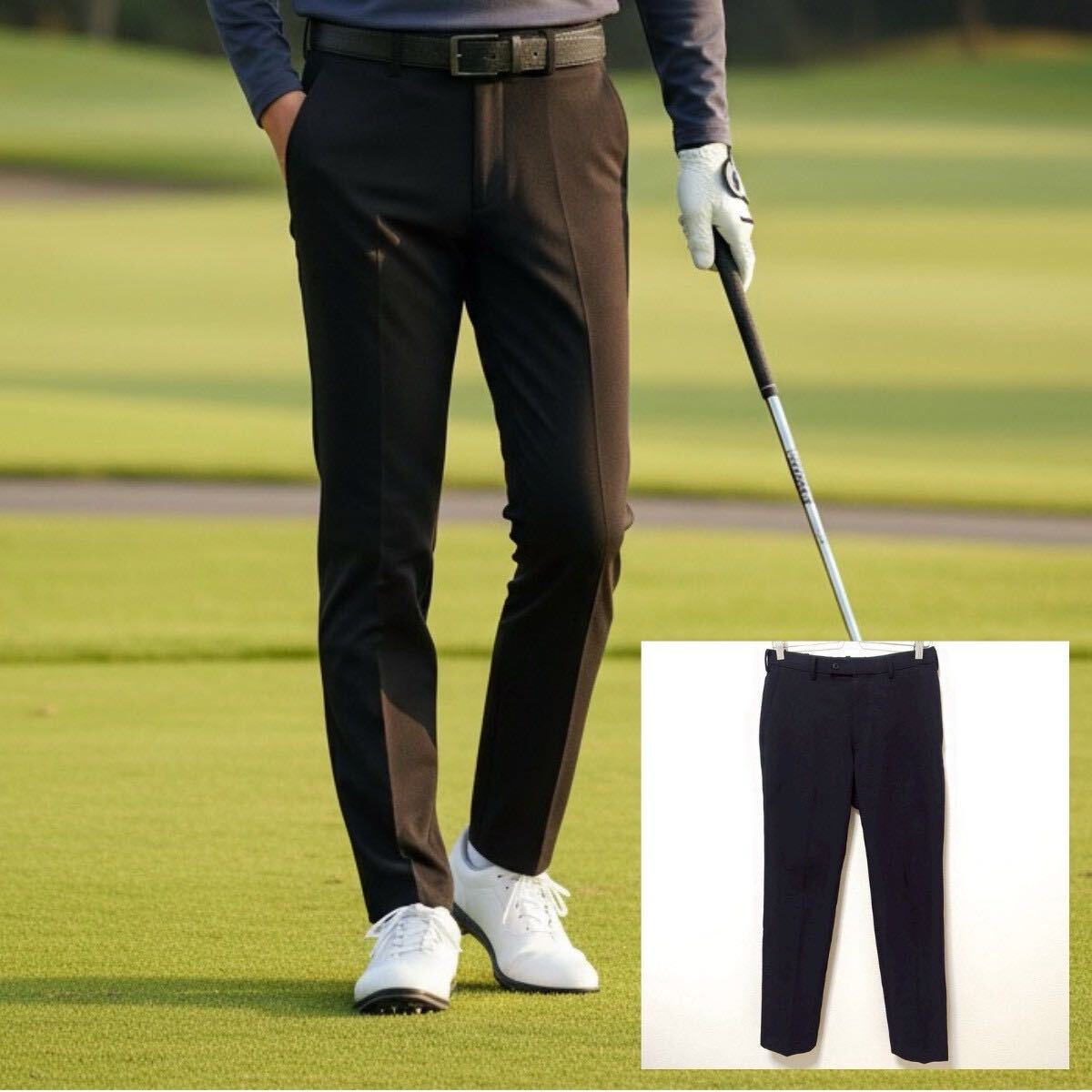 ゴルフにも◎【UNIQLO】ユニクロ 感動パンツ ウールライク スラックス ビジネス メンズ ブラック サイズウエスト73cm(S相当)/Y37045jF拍卖