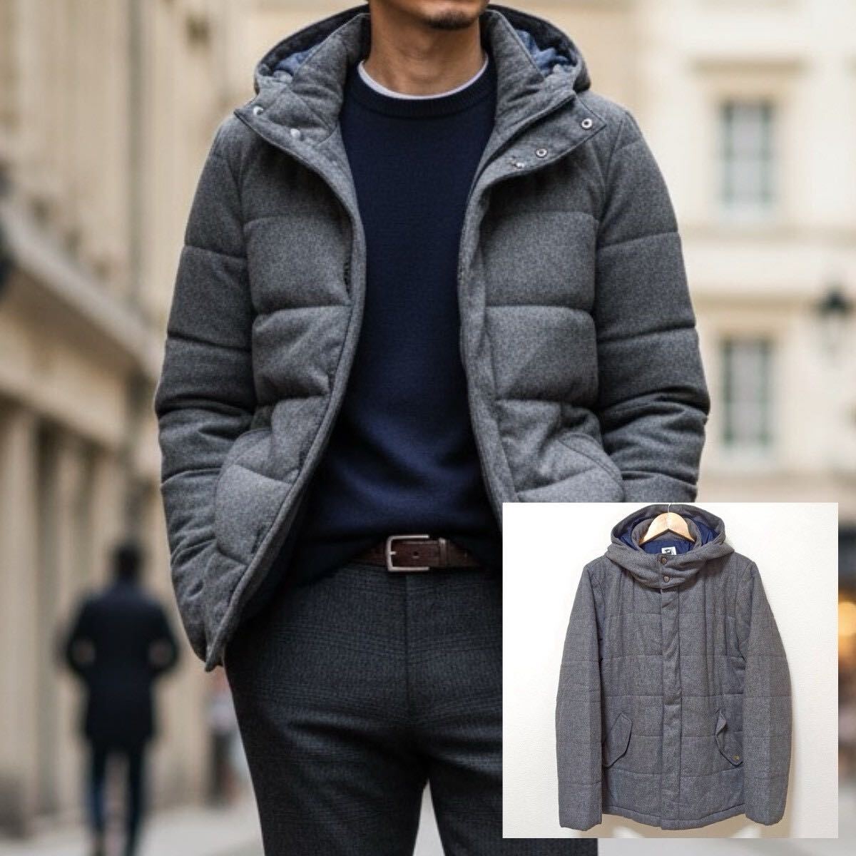 冬の通勤に◎【Arnold Palmer】アーノルドパーマー 中綿ジャケット アウター コート ウール混 メンズ グレー サイズ3(L相当)/Y37055jF拍卖