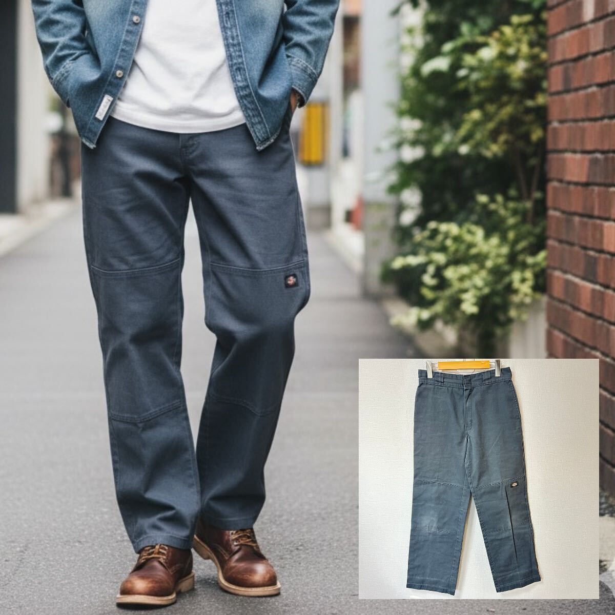 太めストレートシルエット◎【Dickies】ディッキーズ ルーズフィット ワークパンツ アメカジ 古着MIX アウトドア グレー メンズ28/Y37237YY拍卖