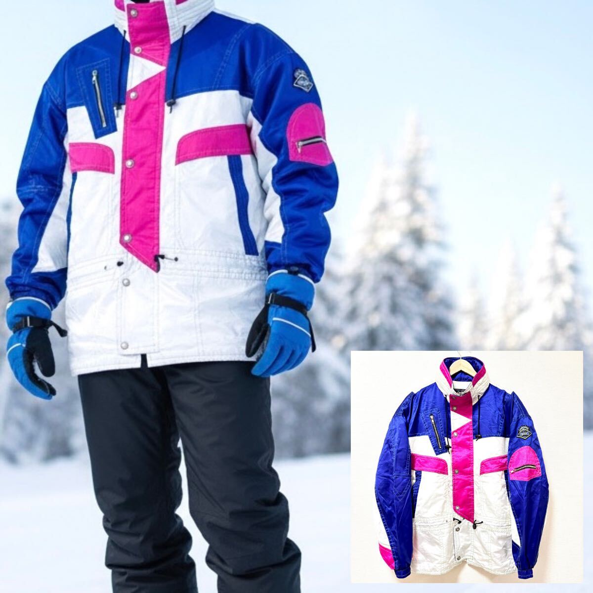 ビッグサイズ◎レトロ◎【asics killy】アシックス スキー ウェア ジャケット スノーボード ビンテージ ホワイト 白 メンズ EL /Y37350SS拍卖