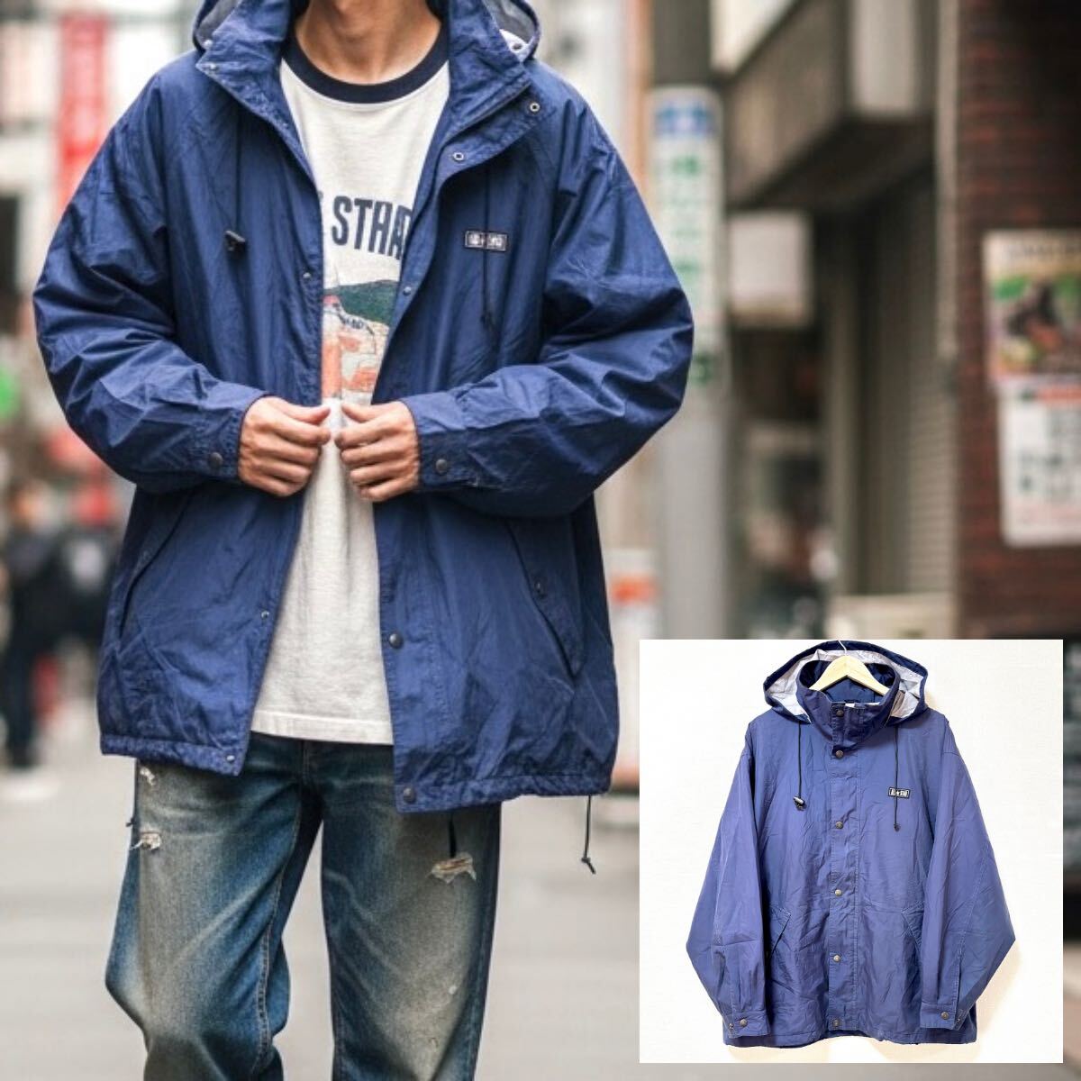 ビッグシルエット!【CONVERSE】コンバース ブルゾン ジャンパー アウター ロゴ アメカジ 古着 ALL STAR ネイビー 紺 メンズ L /Y37351SS拍卖