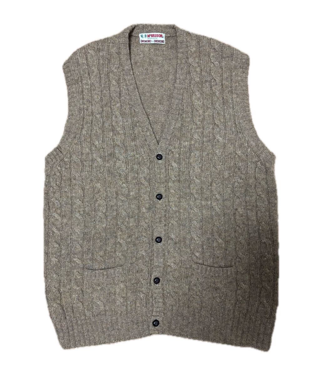 90'sビンテージ マクレガー McGREGOR 前ボタン ケーブル ニット ウール ベスト (L) 90s 90年代 ヴィンテージ拍卖