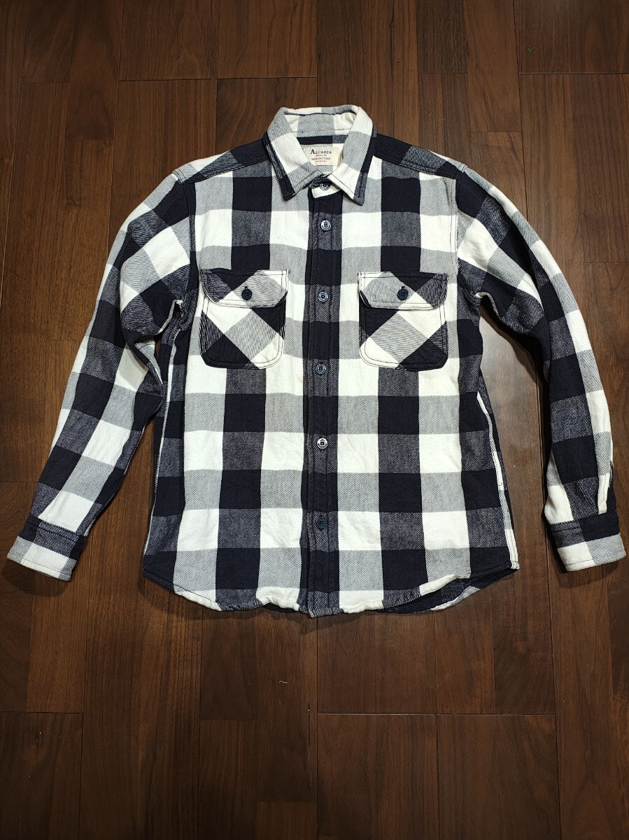 人気ブロックチェック★ALCARZA アルカルザ ヘビー 厚手 ヘビーフランネル チェック 長袖 ワーク ネルシャツ / 羽衣シャツ サイズM メンズ拍卖