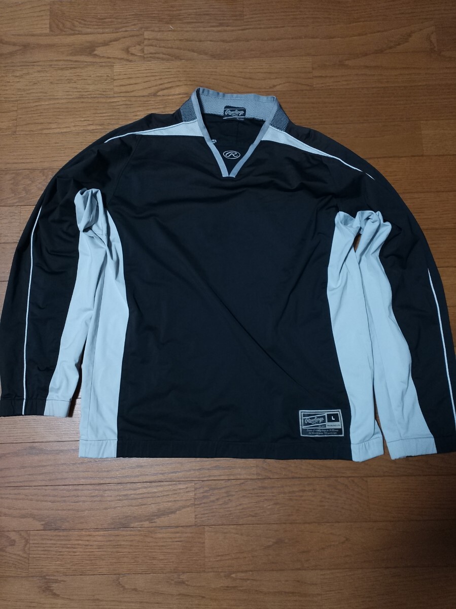 【Rawrings】ローリングス プルオーバー ジャケット 練習着 ベースボール メンズ サイズL 黒拍卖