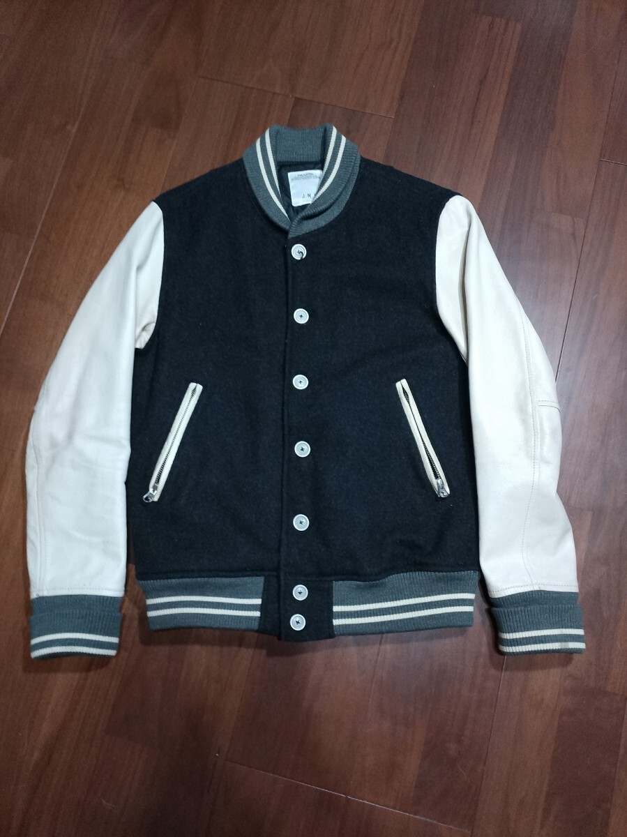 J.N.R.D★レザーアームスタジャン 本革 ブルゾン 本皮 ジャンパー 革ジャン メンズ サイズ1 中綿 ジュンメン拍卖