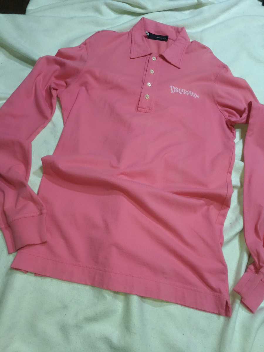 DSQUARED2 ディースクエアード コットン 襟付き 長袖 シャツ メンズM ポロシャツ イタリア製 正規品拍卖
