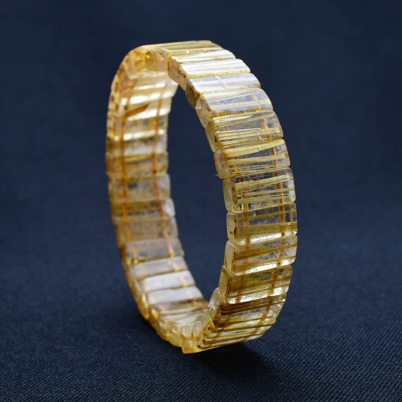 貴重な一点☆虹入り【透明感抜群のプレートが揃ったルチルバングル】約14~15mm 一点物 【GHB39・38g】ギフト 京海堂拍卖